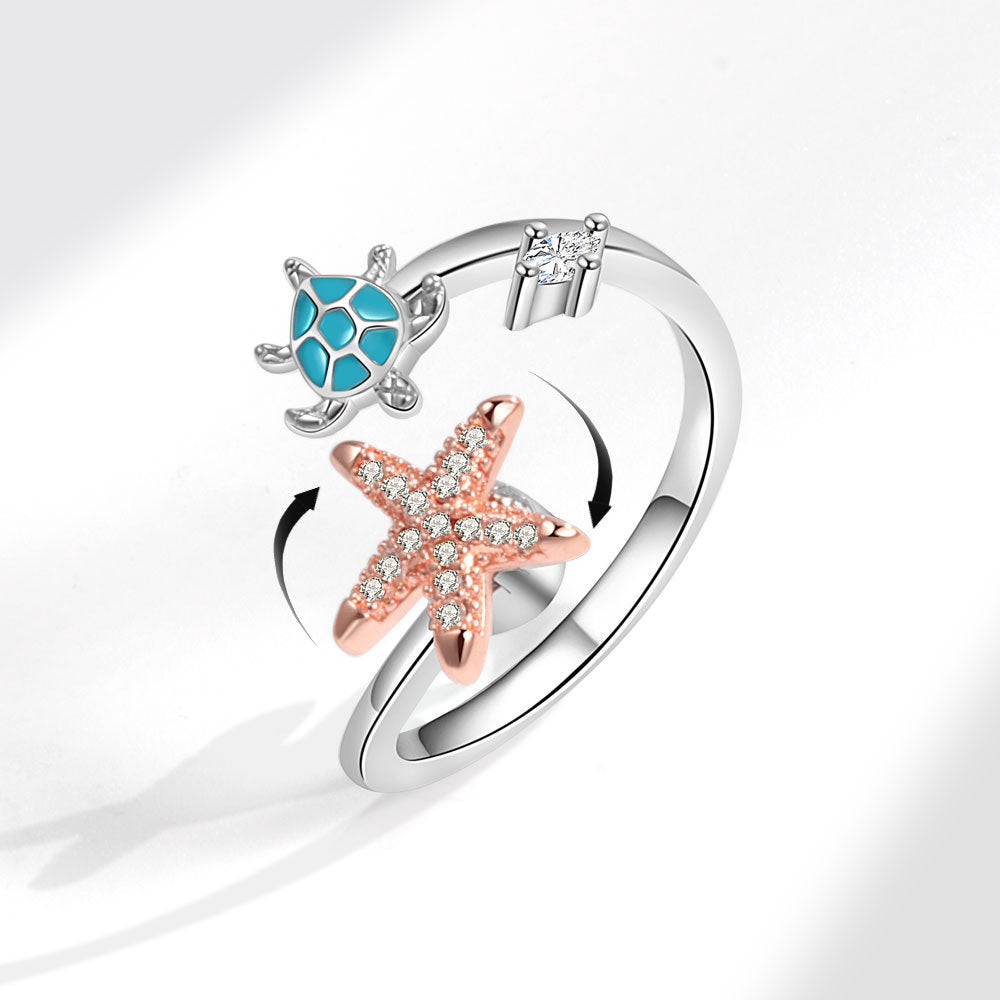 Spinning Ring Anxiety Relief Open Ring Turtle XINGX Decompression