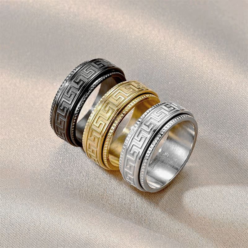 Titanium Steel Men's Decompression Anti-anxiety Rotating Ring