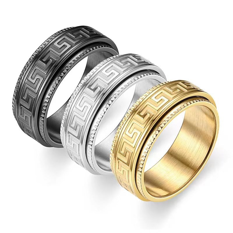 Titanium Steel Men's Decompression Anti-anxiety Rotating Ring