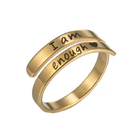 Stainless Steel Ring Retro English Double Ring
